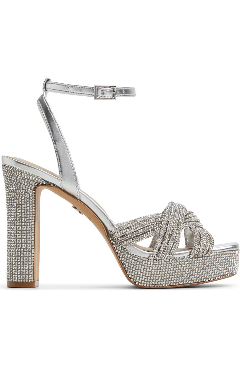 ALDO Shimma Platform Ankle Strap Sandal, Alternate, color, Silver