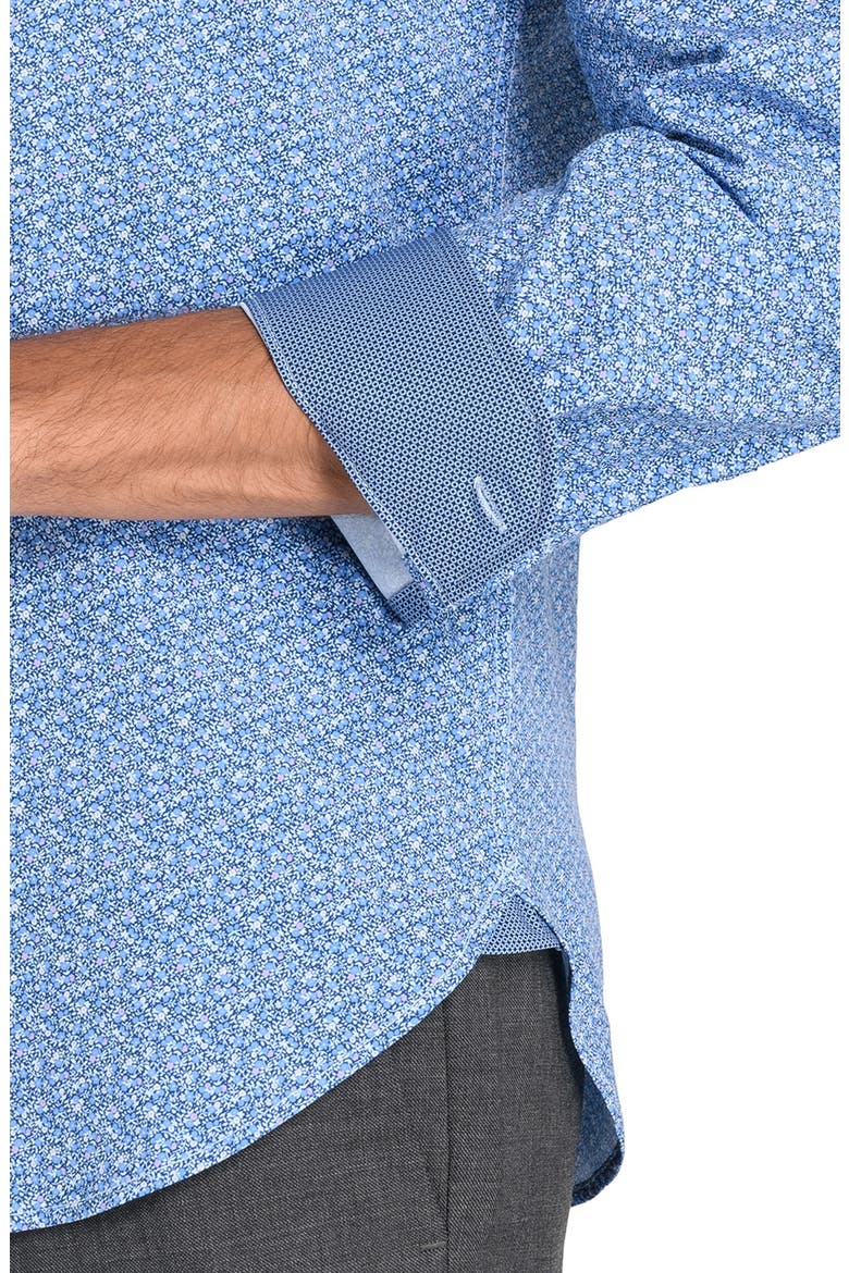 Slim Fit Micro Floral Performance Dress Shirt, Alternate, color, NAVY