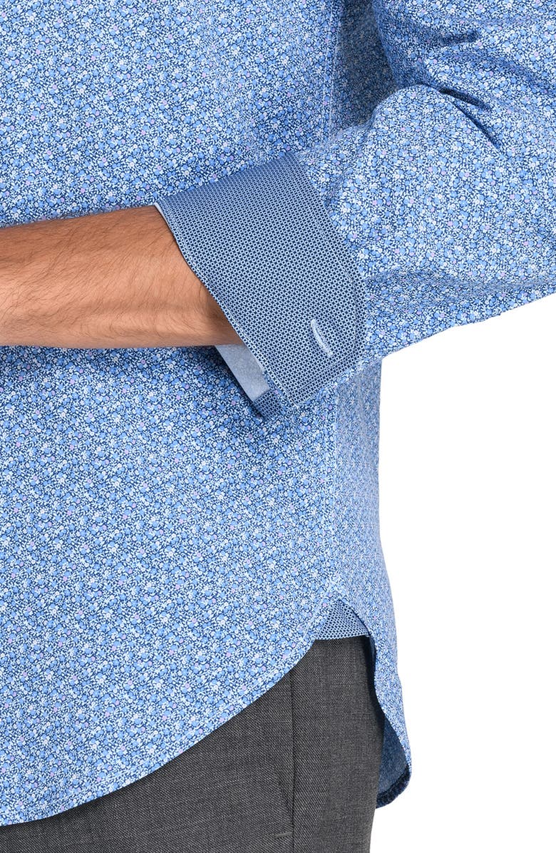 W.R.K Slim Fit Micro Floral Performance Dress Shirt, Alternate, color, Navy