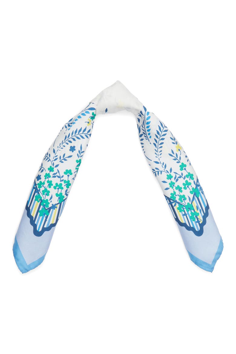 Hope Spring Silk Square Scarf, Alternate, color, BLUE