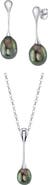 The Pearl Source Tahitian Pearl Long Teardrop Pendant & Earrings Set