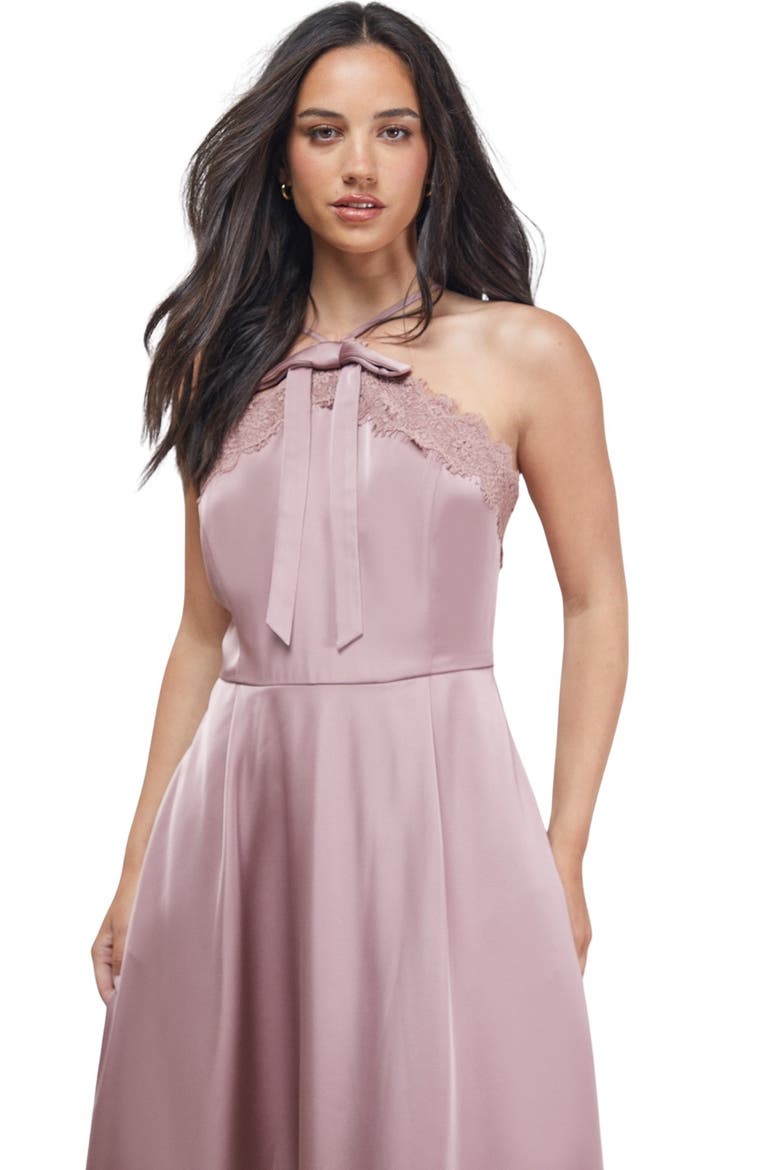 Lace Detail Midi Prom Dress, Alternate, color, Mocha