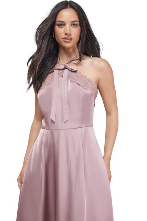 Oasis Lace Detail Midi Prom Dress In Brown