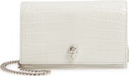 McQueen Alexander McQueen Mini Skull Croc Embossed Leather Shoulder Bag