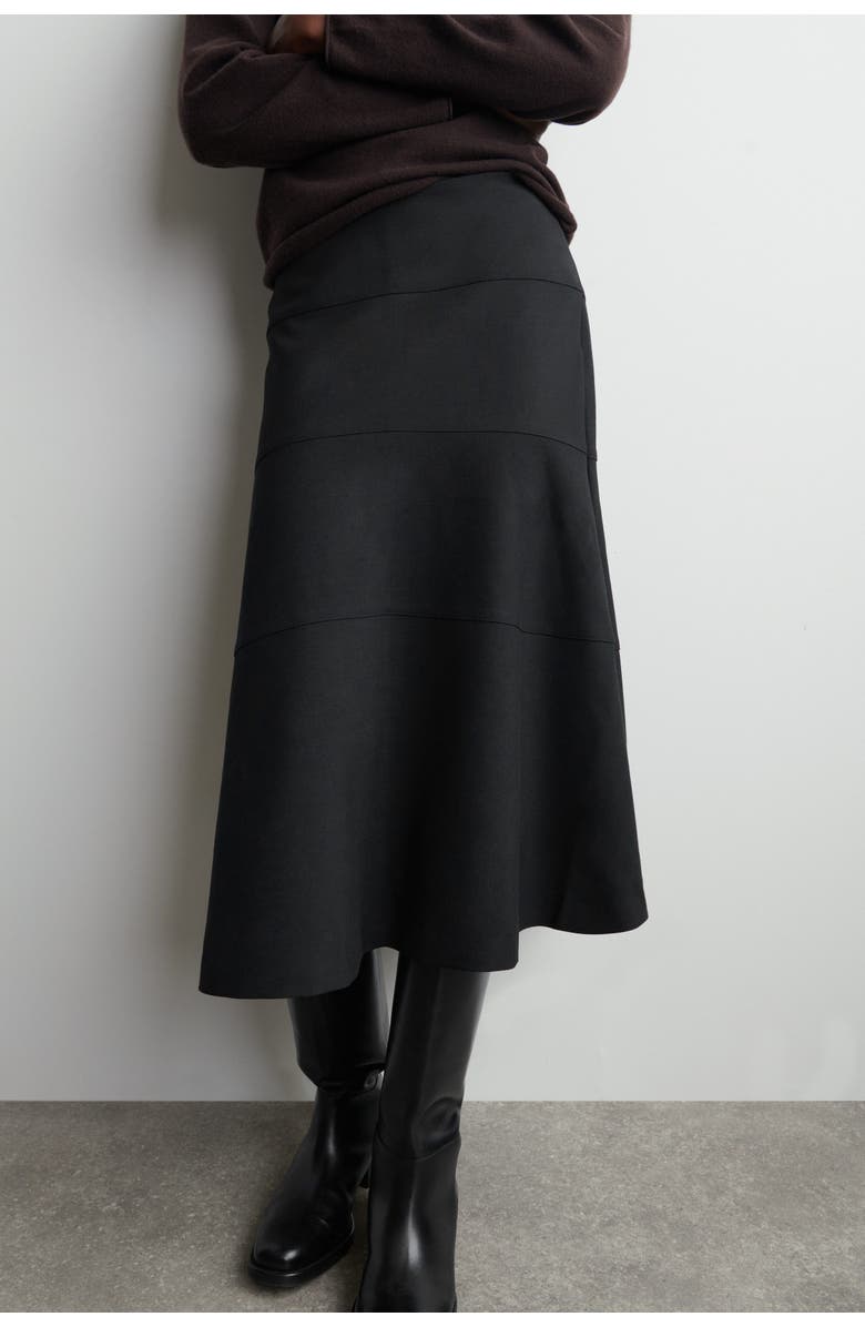 COS Curved A-Line Midi Skirt, Alternate, color, Dark Gray