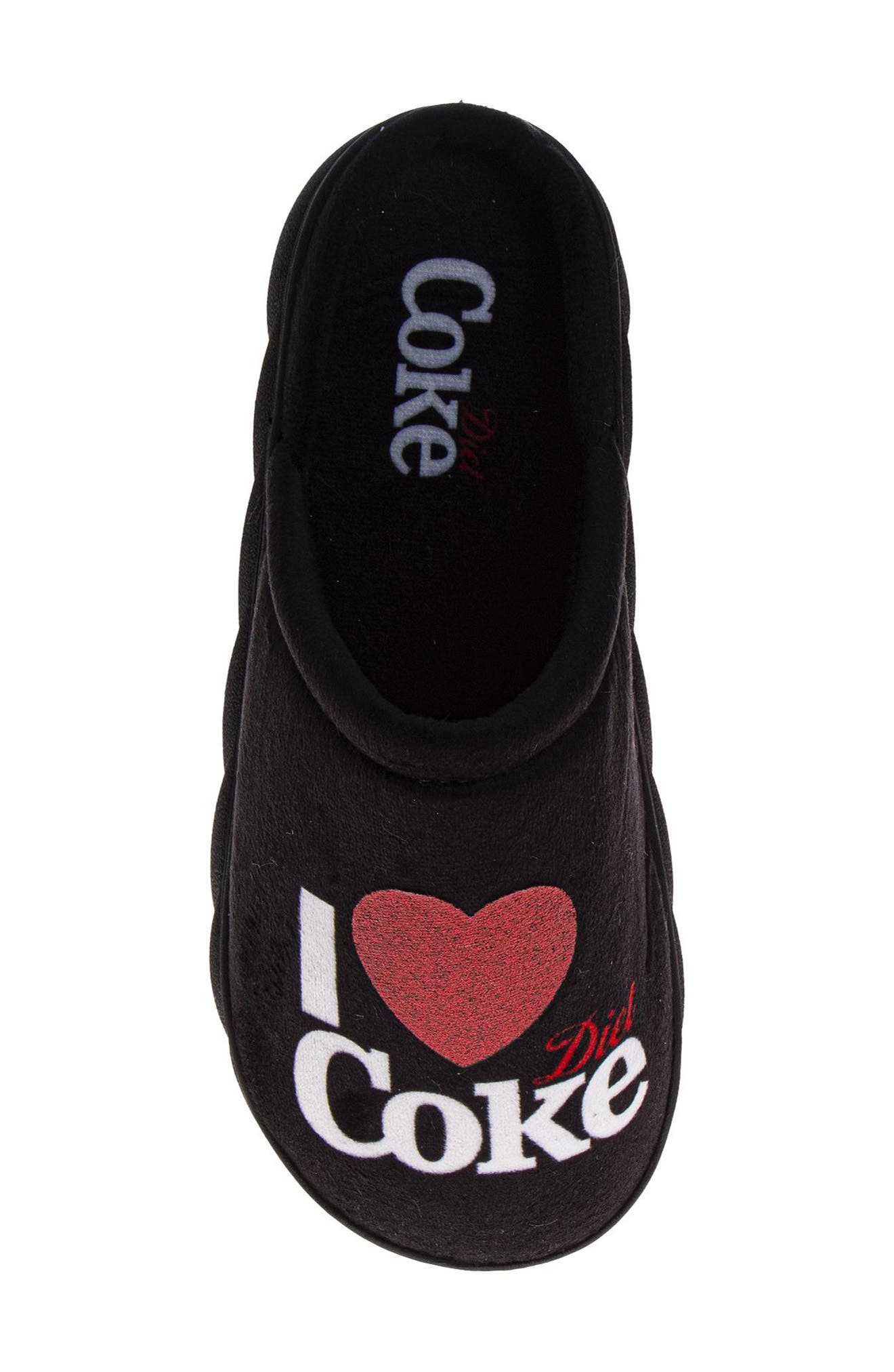 Diet Coke Plush Slipper, Alternate, color, BLACK