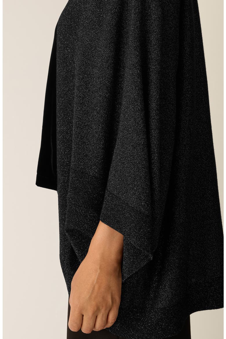 Metallic Merino Wool Blend Wrap, Alternate, color, BLACK