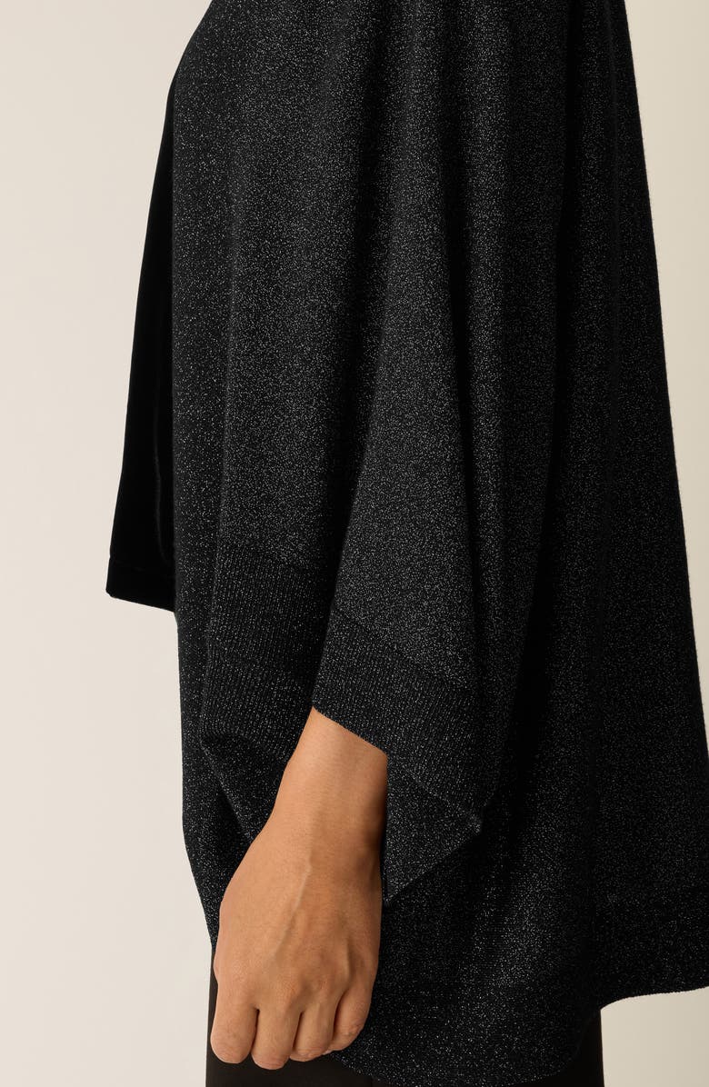Eileen Fisher Metallic Merino Wool Blend Wrap, Alternate, color, Black