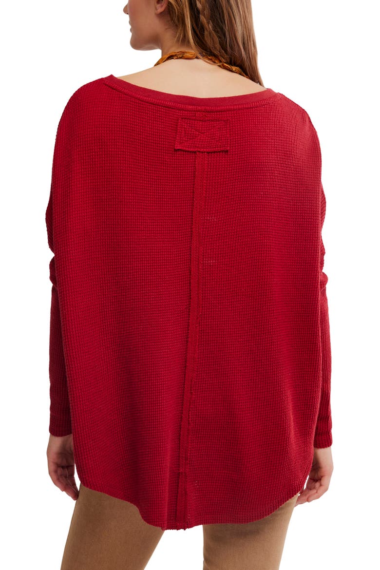 Latte Blue Oversize Thermal Top, Alternate, color, RICHEST RED