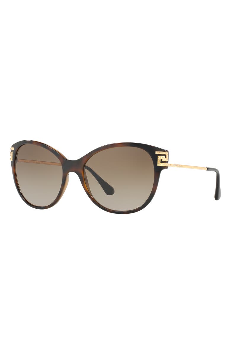 Versace 57mm Gradient Cat Eye Sunglasses, Alternate, color, Havana / Light/Dark Brown Gradient