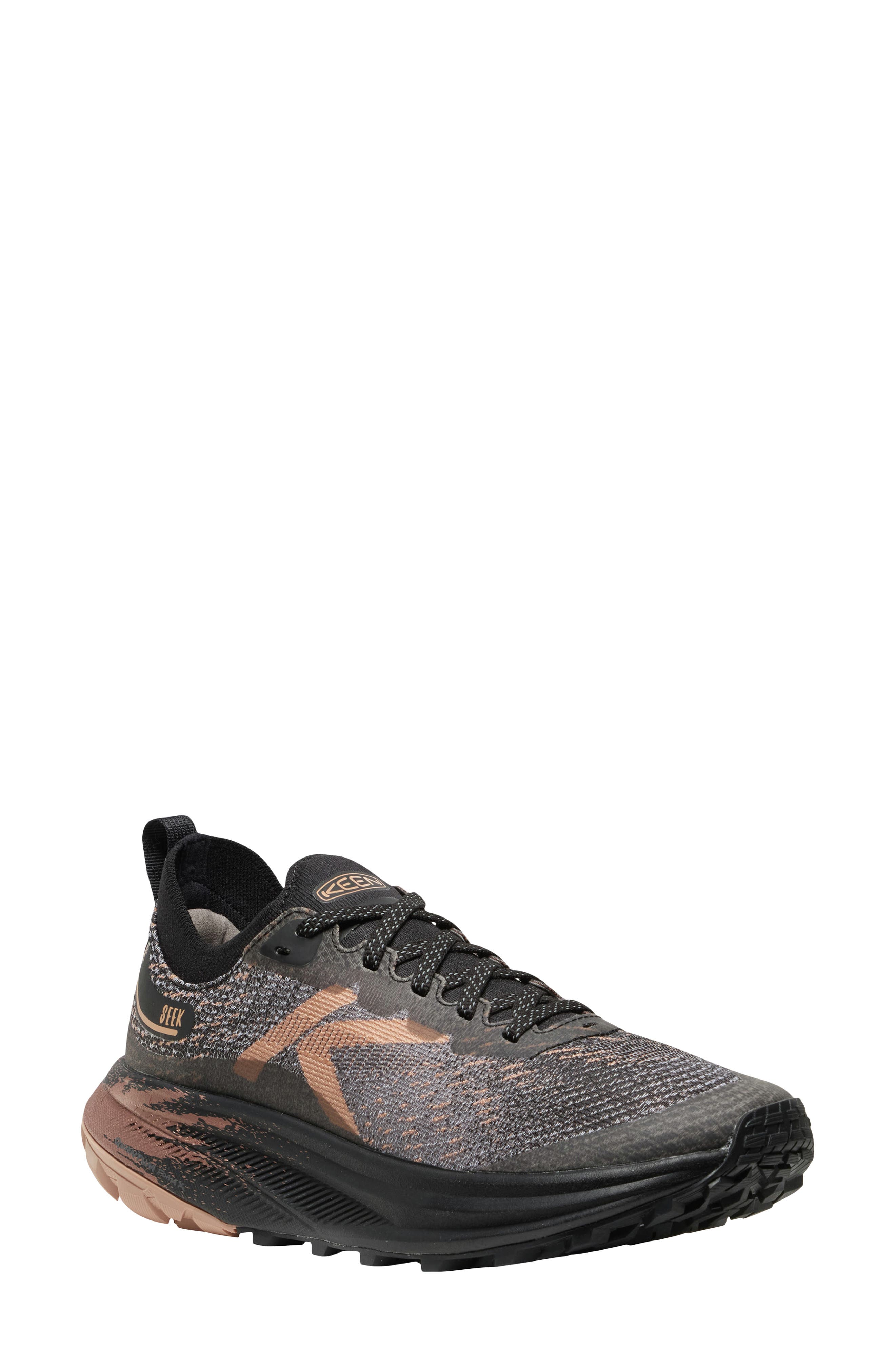 Seek Trail Running Shoe, Main, color, BLACK/ ROSE GOLD