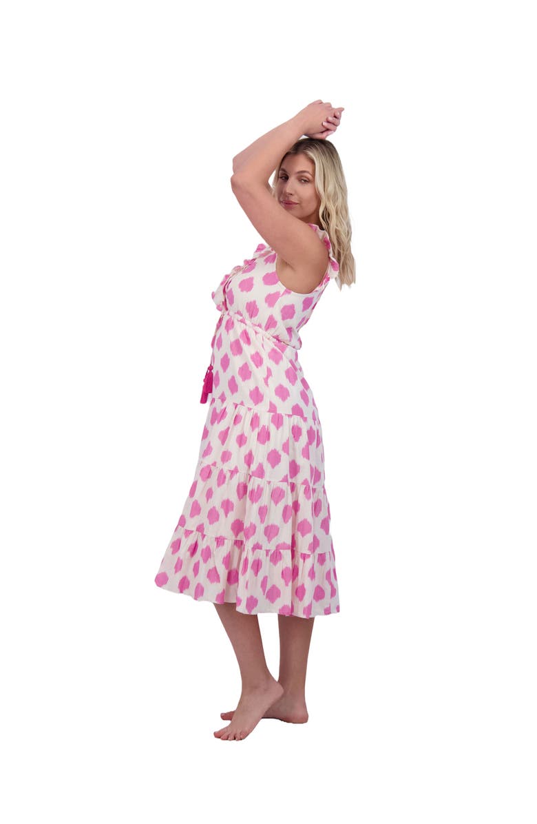 Mer St. Barth Giselle Women's Maxi Dress White Pink Ikat, Alternate, color, Pink