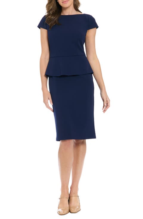 Cap Sleeve Peplum Sheath Dress