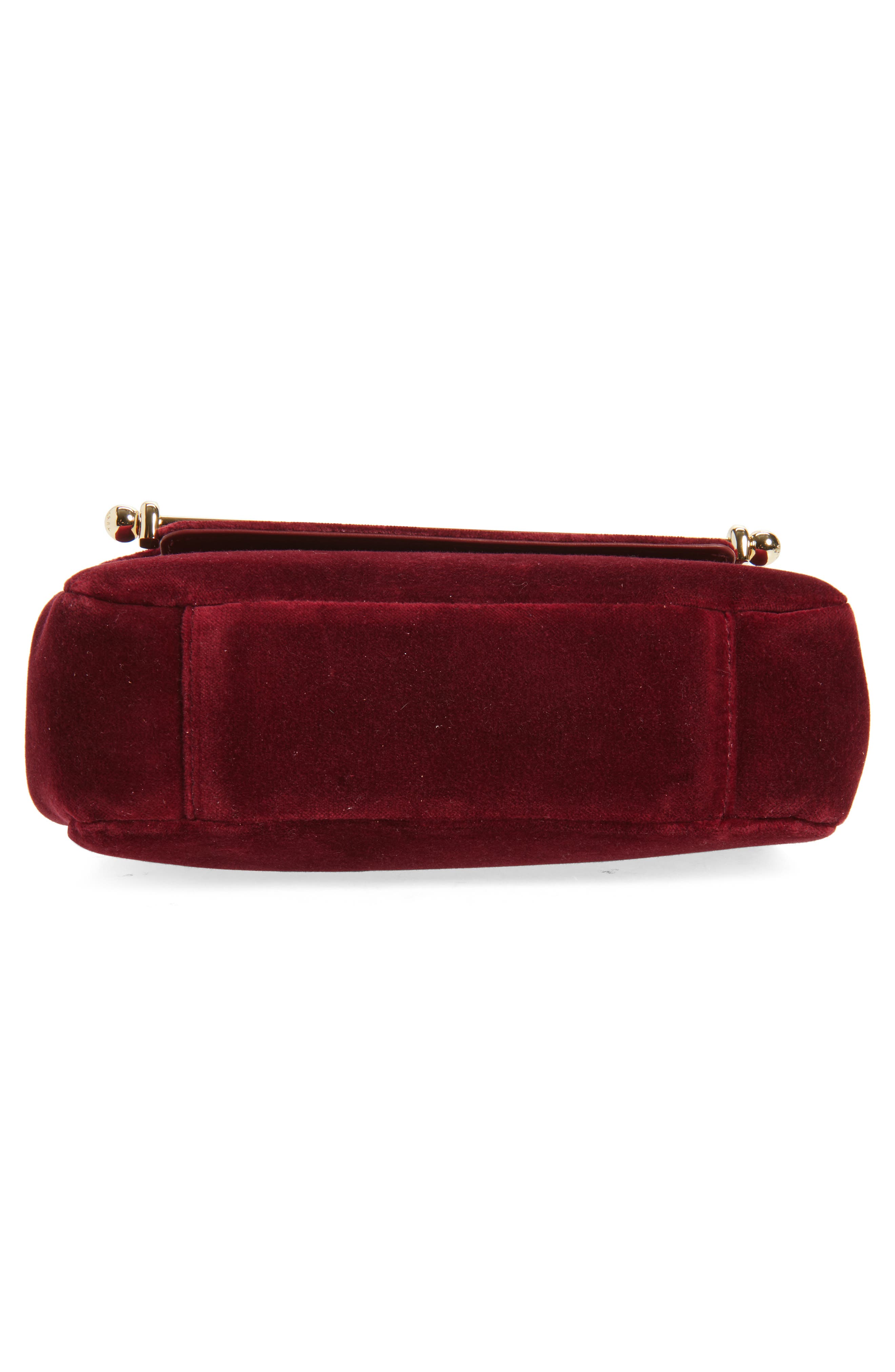 Strathberry x Cinq à Sept Mini East/West Embroidered Velveteen Shoulder Bag, Alternate, color, Bordeaux