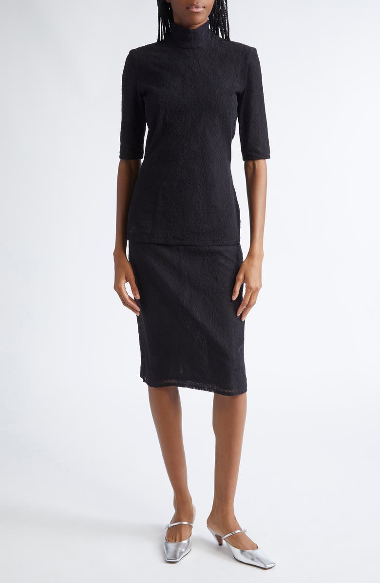 Stella McCartney Stretch Lace Pencil Skirt, Alternate, color, Black