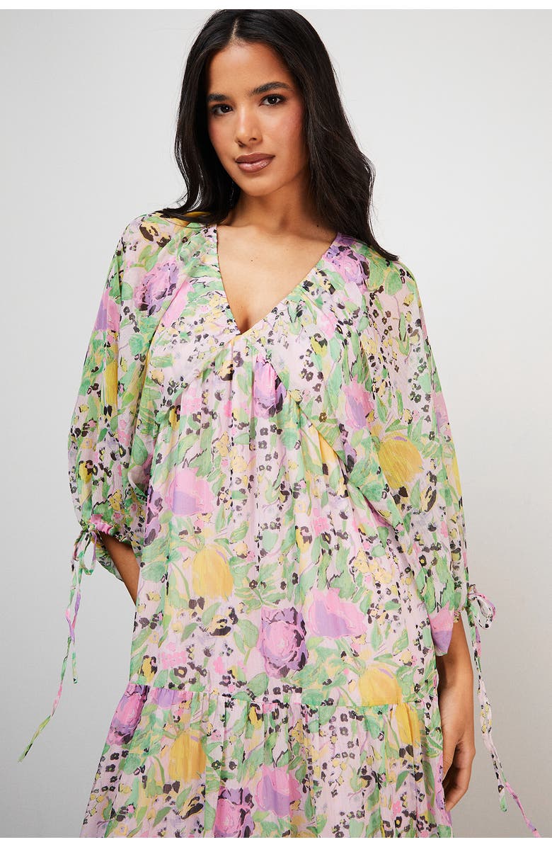 Warehouse Chiffon Batwing Midi Dress, Alternate, color, Floral