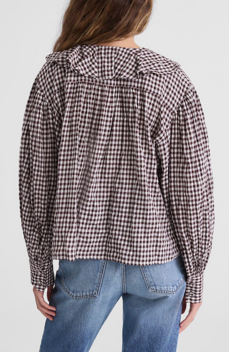 Madewell Ruffle Pintuck Long Sleeve Top, Alternate, color, Chocolate Raisin