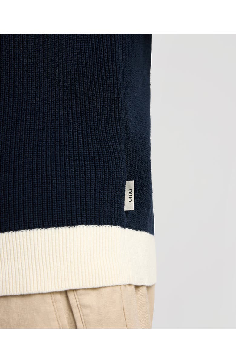 Onia Cotton Linen Knit Polo, Alternate, color, Midnight/Egret