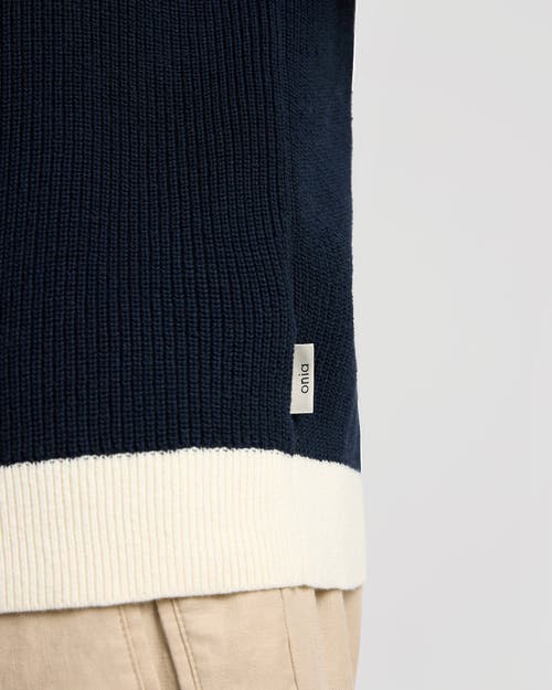 Onia Cotton Linen Knit Polo In Blue
