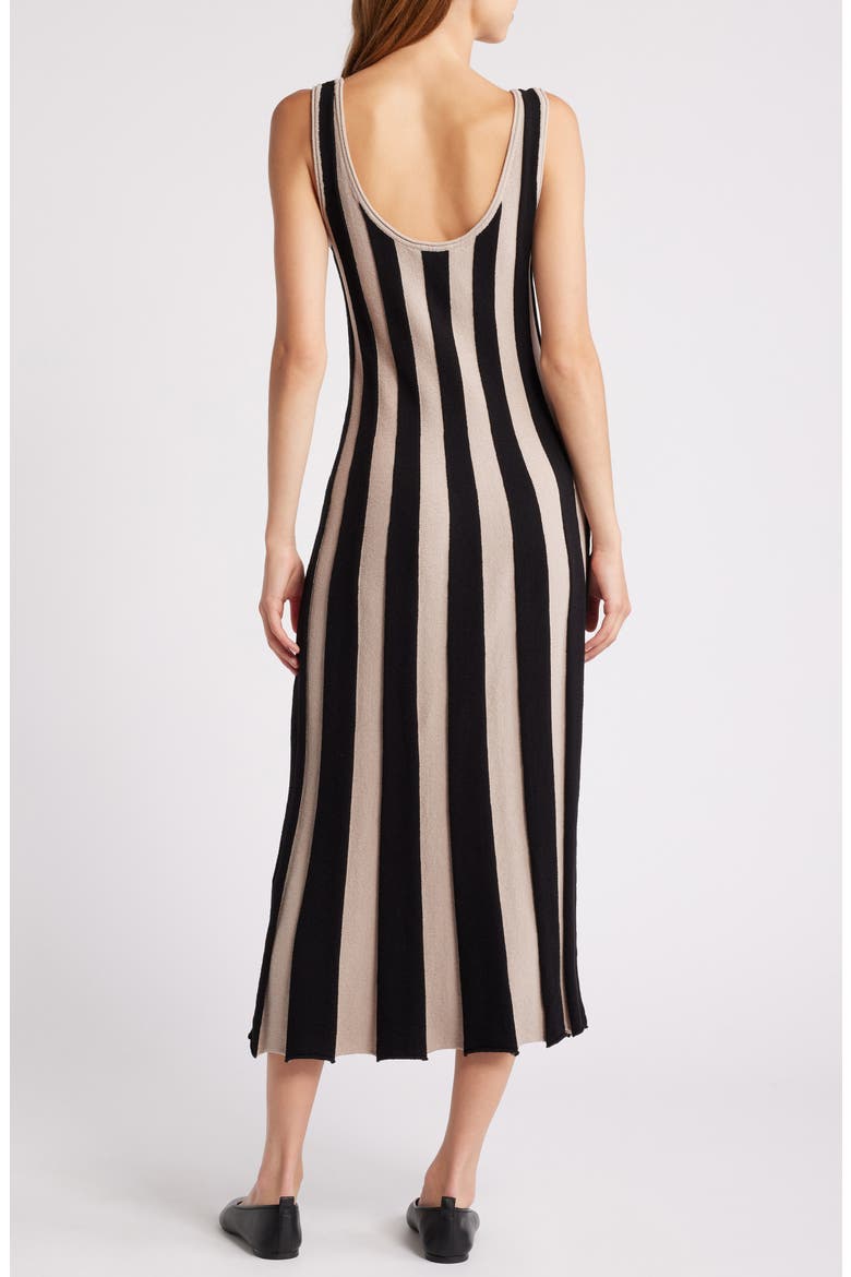 Rib Sleeveless Midi Sweater Dress, Alternate, color, BLACK/ BEIGE STRIPES