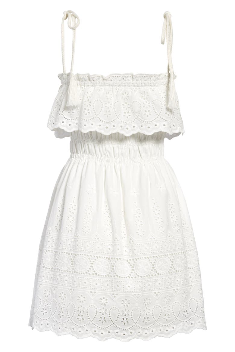 Popover Eyelet Sundress, Alternate, color, WHITE