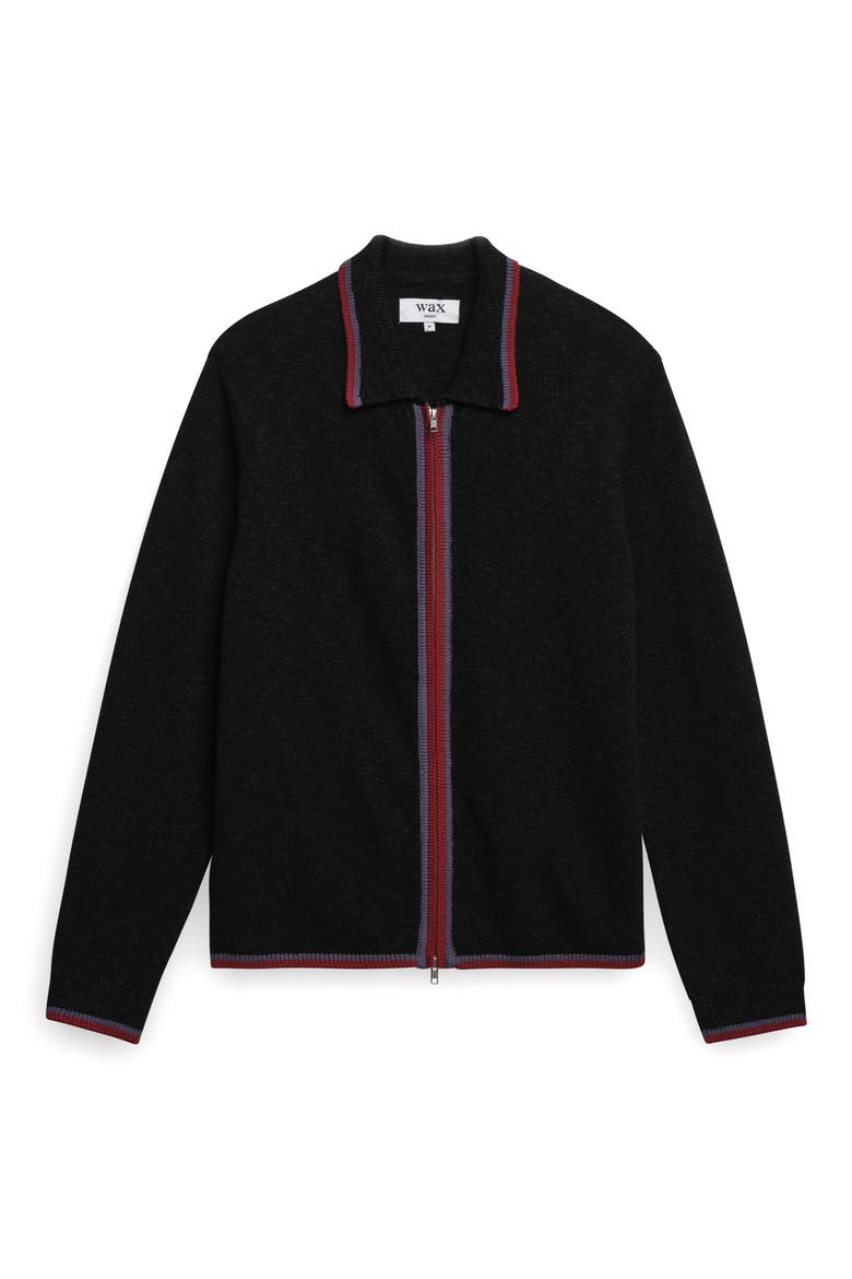Lennox Merino Wool & Cotton Zip Polo, Main, color, BLACK / BROWN