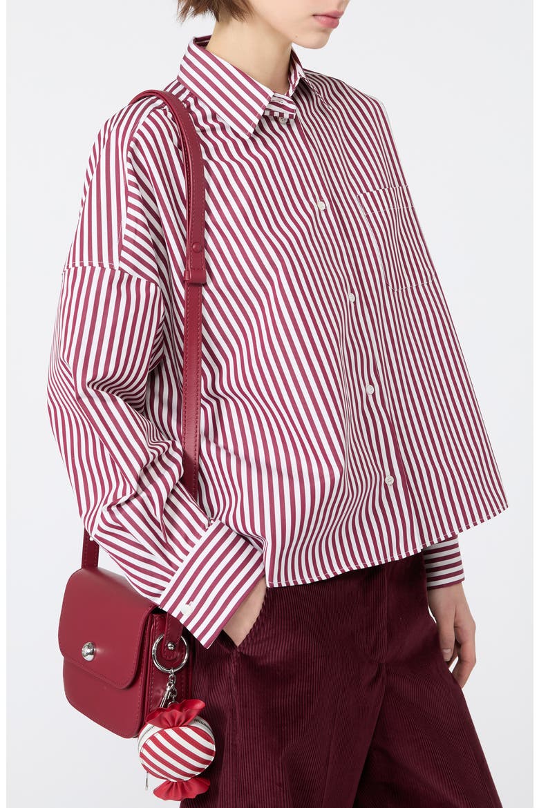 Striped Cotton Shirt, Alternate, color, BORDEAUX