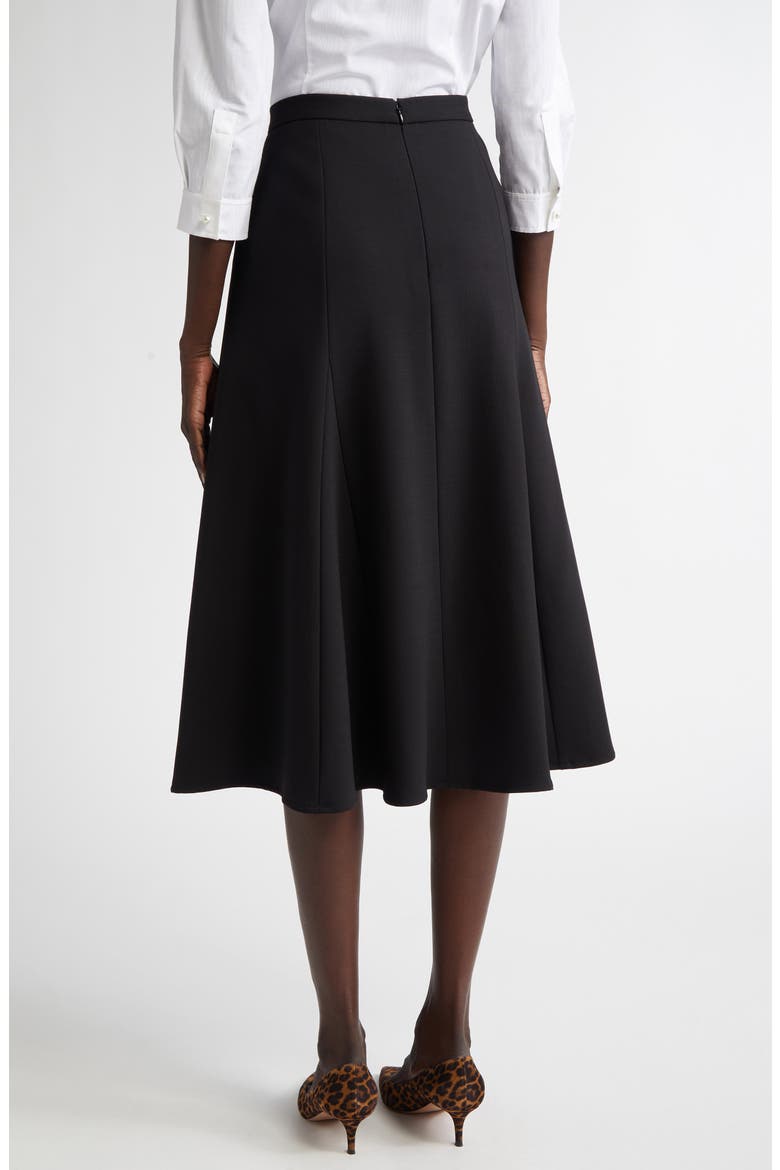 A-Line Stretch Virgin Wool Midi Skirt, Alternate, color, BLACK