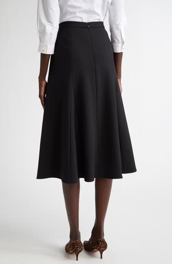Carolina Herrera A-Line Stretch Virgin Wool Midi Skirt