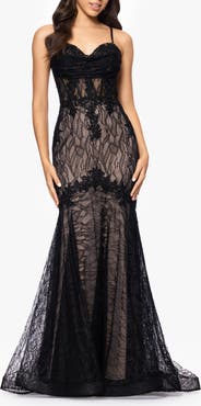 Blondie Nites Sequin Embroidered Trumpet Gown