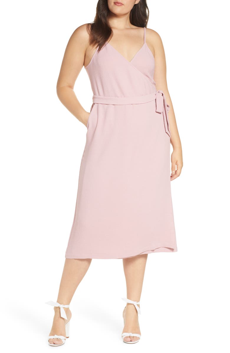 Chelsea28 Crepe Wrap Midi Dress, Alternate, color, 