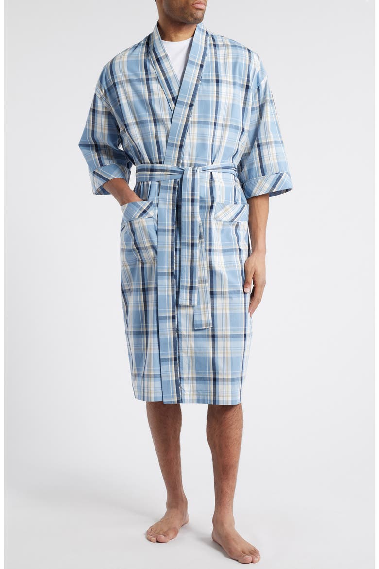 Plaid Cotton Oxford Cloth Robe, Main, color, CHAMBRAY