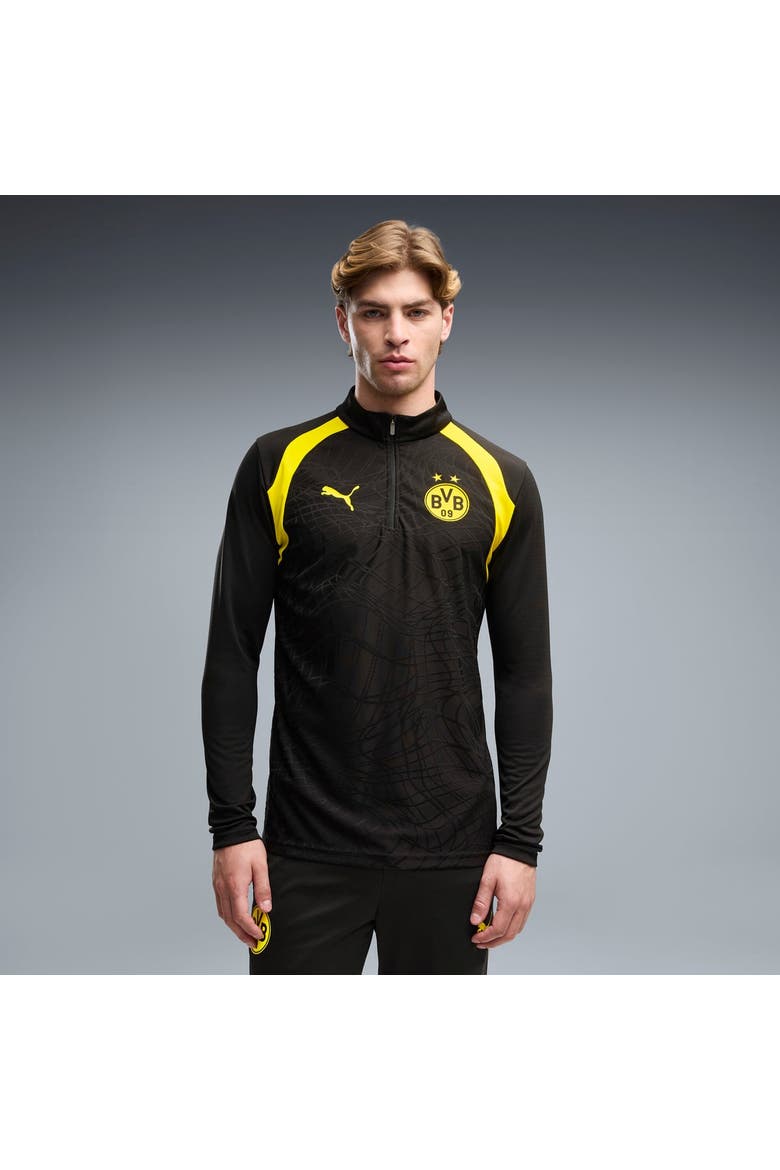 Men's Puma  Black Borussia Dortmund Quarter-Zip dryCELL Pre-Match Top, Main, color, Black