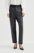 Brunello Cucinelli Wool flannel baggy trousers with monili
