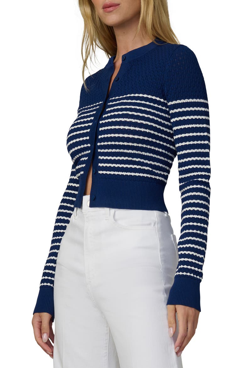 The Dani Stripe Pointelle Cardigan, Alternate, color, ROYAL BLUE/ MILK STRIPE