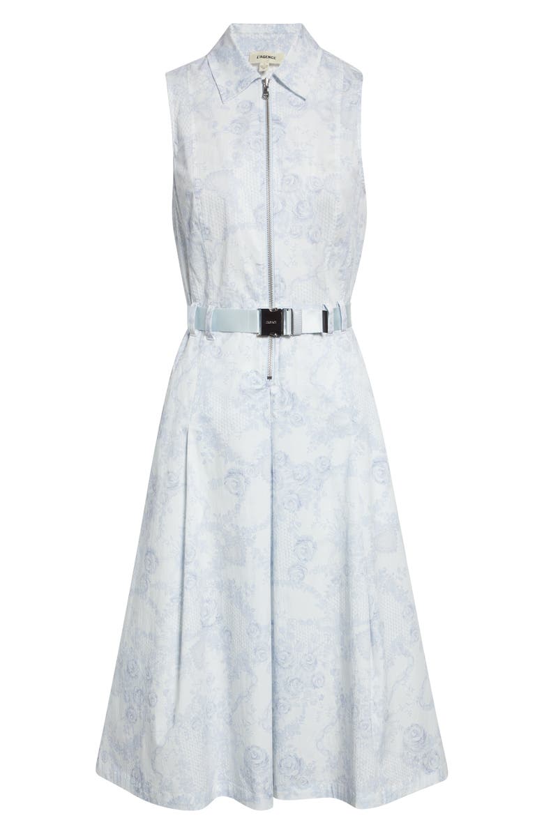 L'AGENCE Kylo Floral Belted Shirtdress, Alternate, color, Ivory/ Pl Mst Blue Lace Print