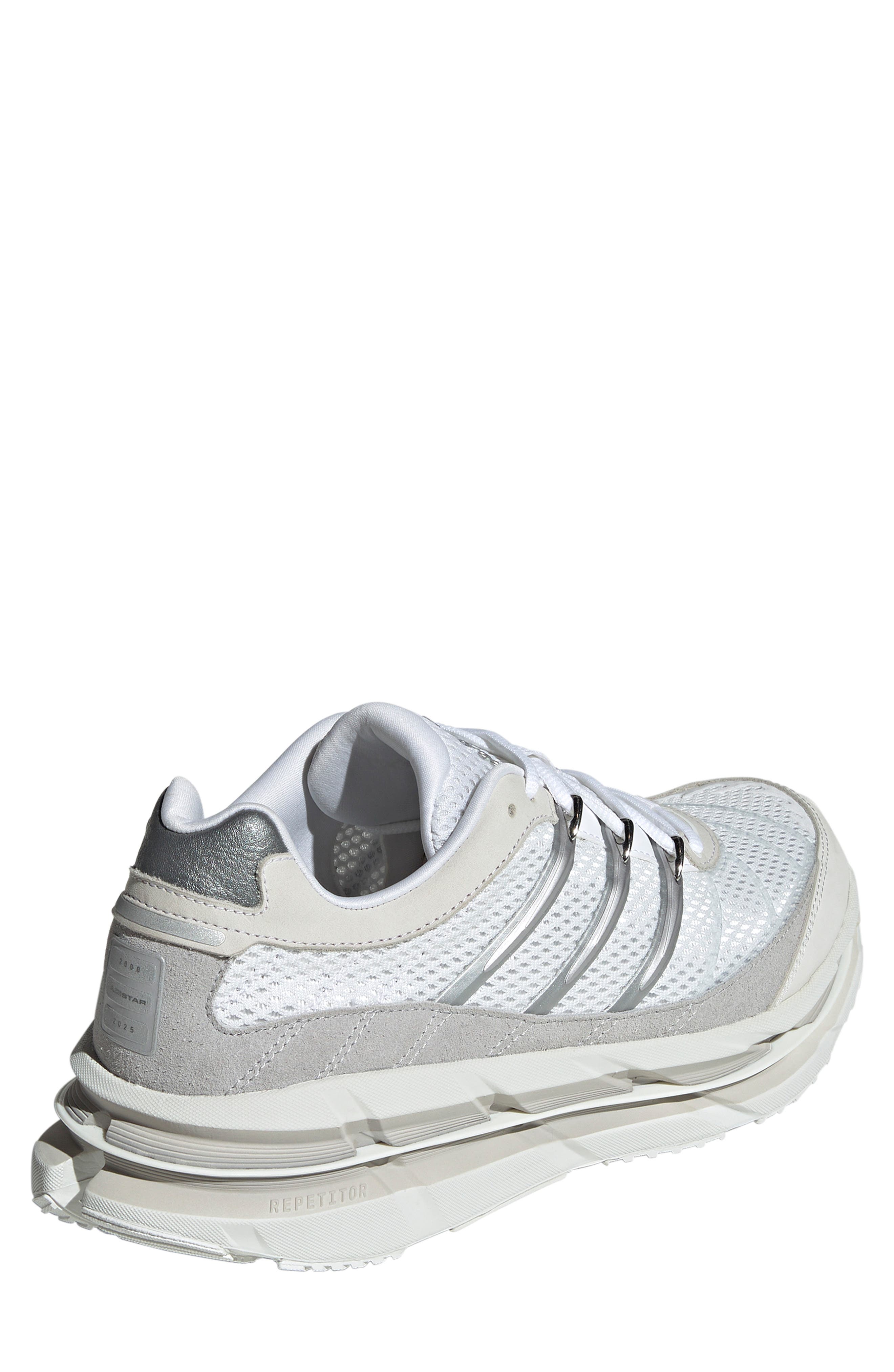 adidas Gender Inclusive Adistar Hrmy Sneaker, Alternate, color, White/ Silver/ Silver Metallic