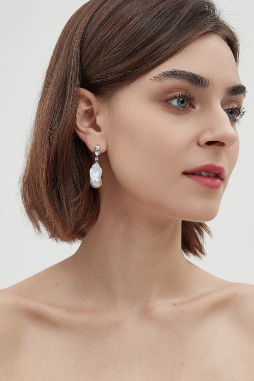 Classicharms Doris Freshwater Baroque Pearl Drop Earrings In Silver