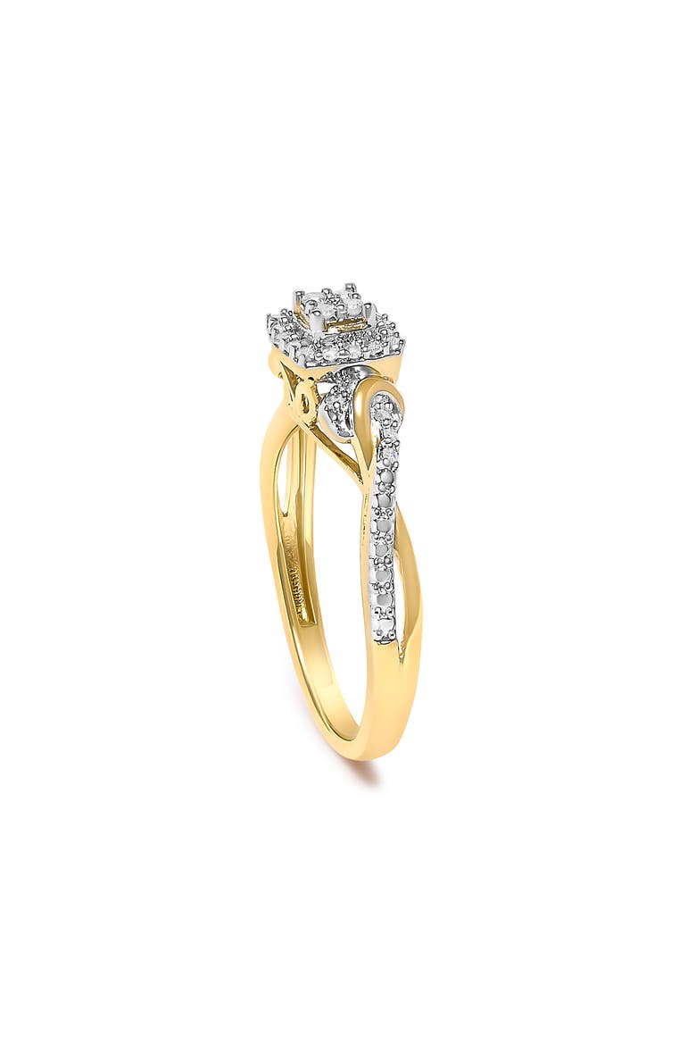 14K Yellow Gold Plated Silver 1/10 Cttw Diamond Composite Halo Engagement Ring, Alternate, color, Yellow