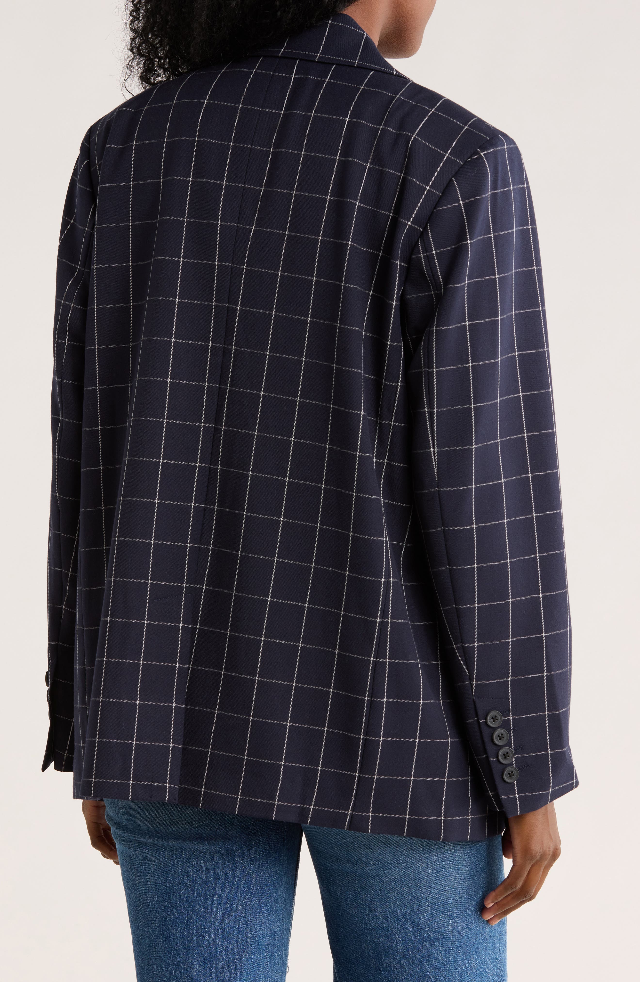 Windowpane Double Breasted Blazer - image 2