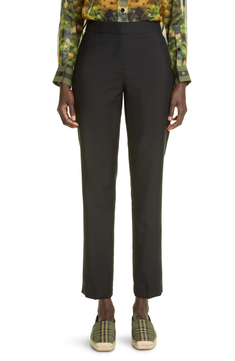 Burberry Aimie Slim Fit Mohair & Virgin Wool Trousers, Main, color, 