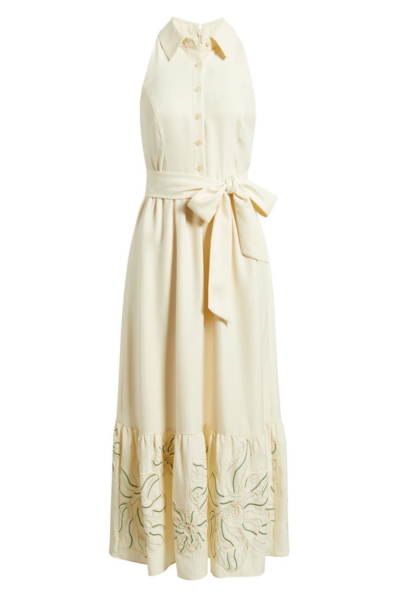 Embroidered Hem Sleeveless Shirtdress, Alternate, color, IVORY MULTI