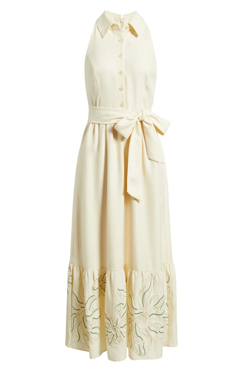 Vince Camuto Embroidered Hem Sleeveless Shirtdress, Alternate, color, Ivory Multi
