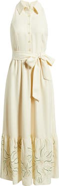 Vince Camuto Embroidered Hem Sleeveless Shirtdress