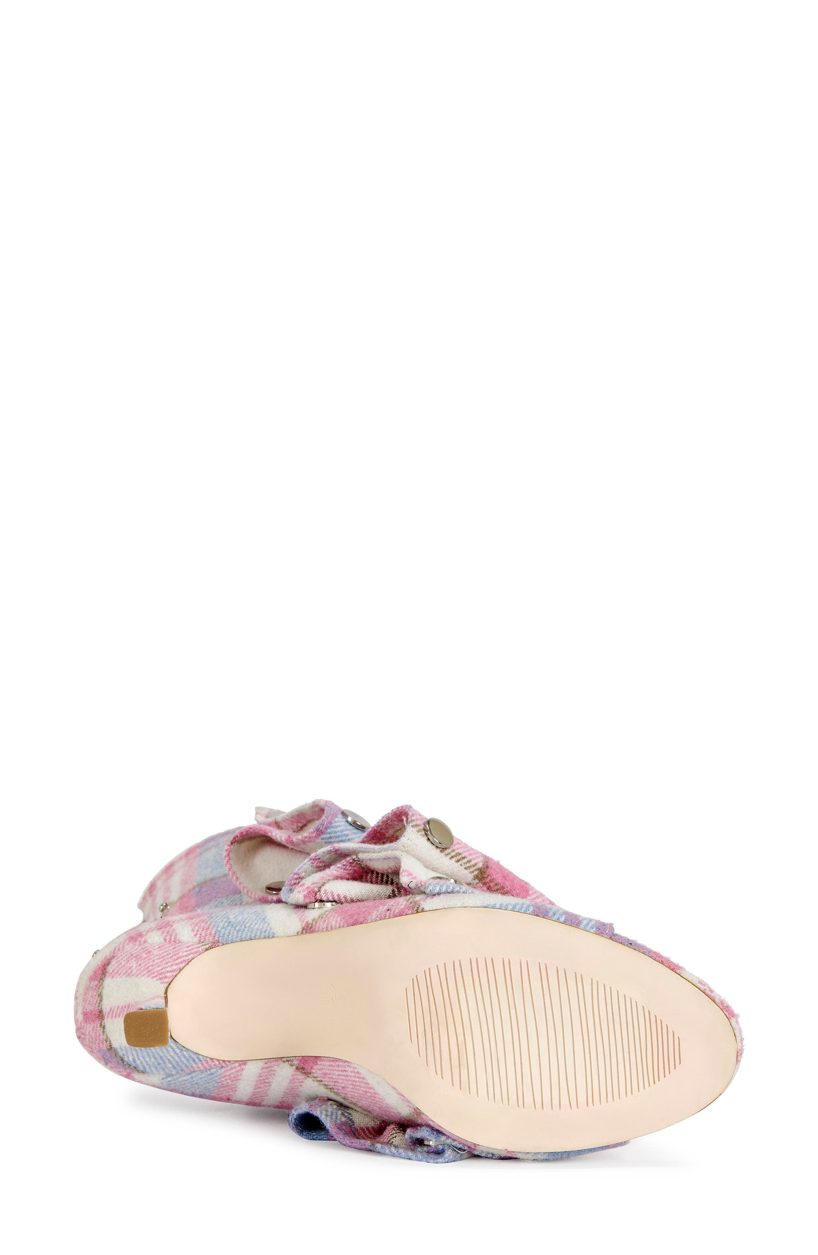 AZALEA WANG Birdsong Open Toe Denim Bootie, Alternate, color, Red