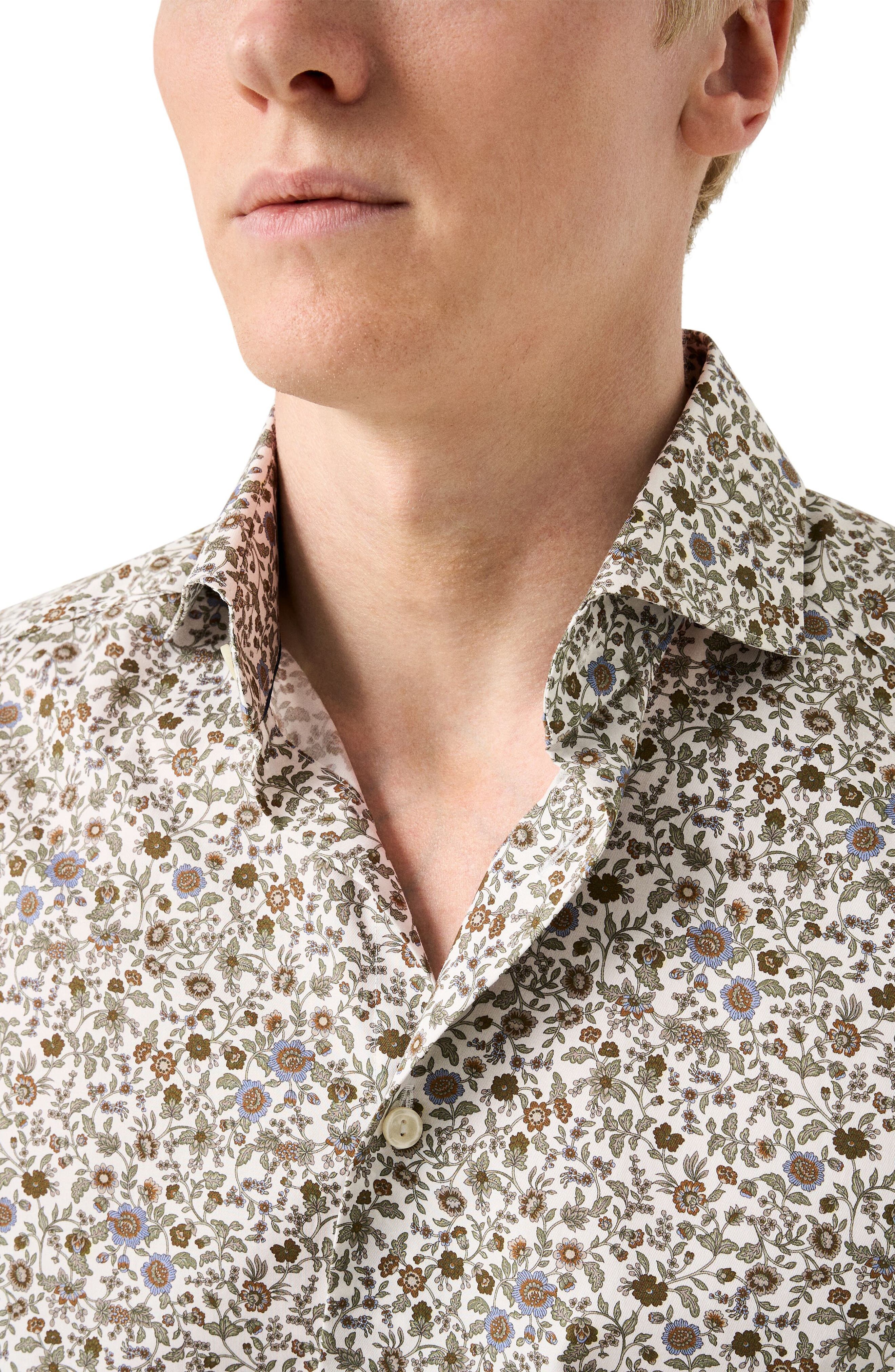 Slim Fit Floral Cotton Dress Shirt - image 2