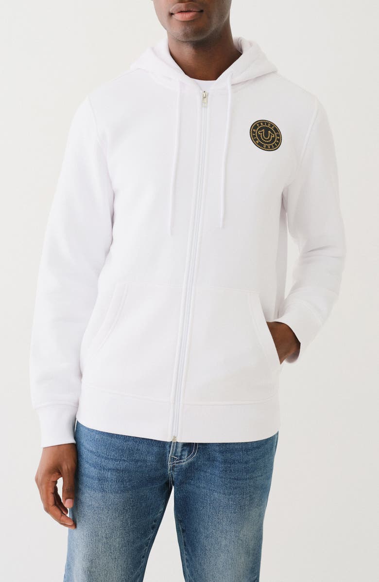 True Religion College Graphic Full Zip Hoodie, Main, color, 