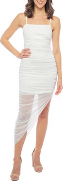 Jump Apparel Glitter Mesh Ruched Body-Con Dress