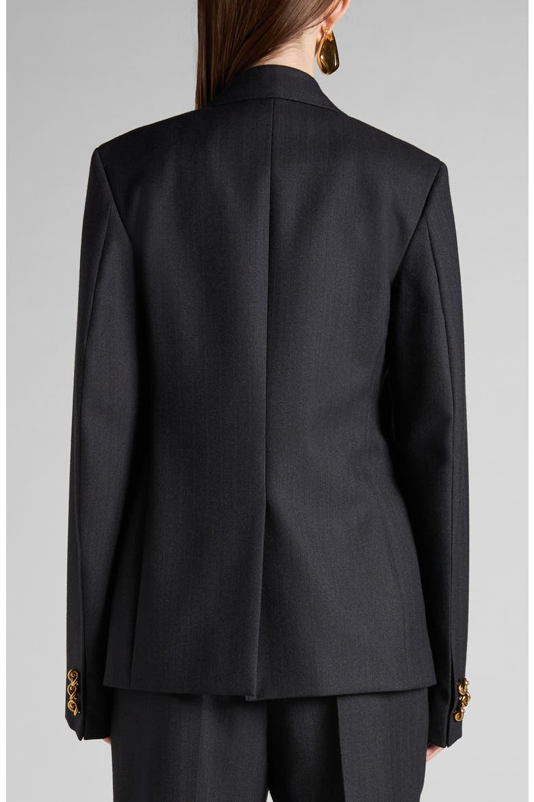 Knot Button Oversize Wool Blazer, Alternate, color, 1292 BLACK/ DARK BLUE