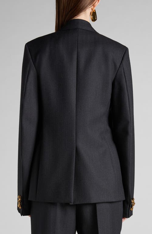 Shop Bottega Veneta Knot Button Oversize Wool Blazer In 1292 Black/dark Blue
